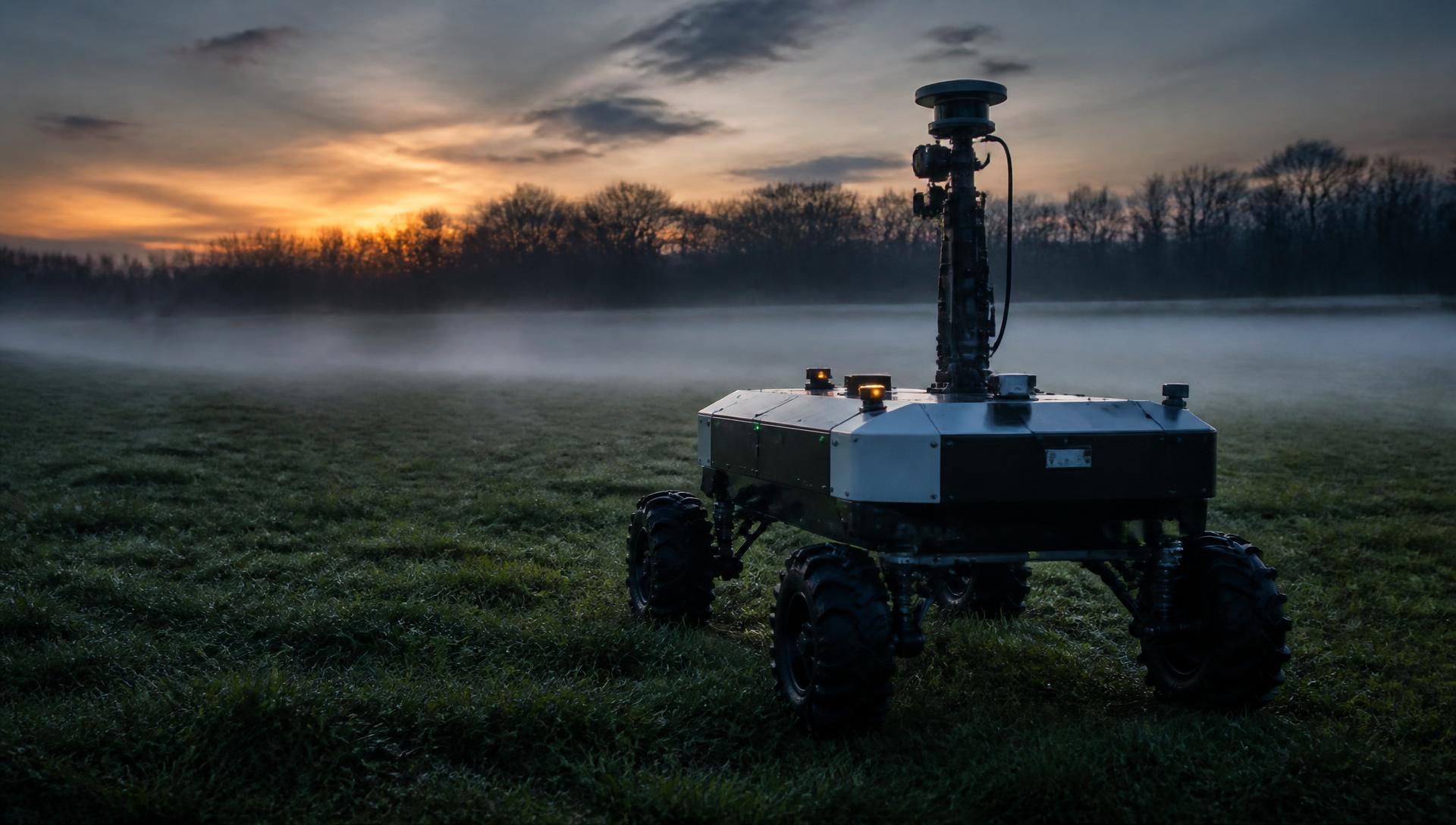 Autonomous field robot operating at dusk in the UK
